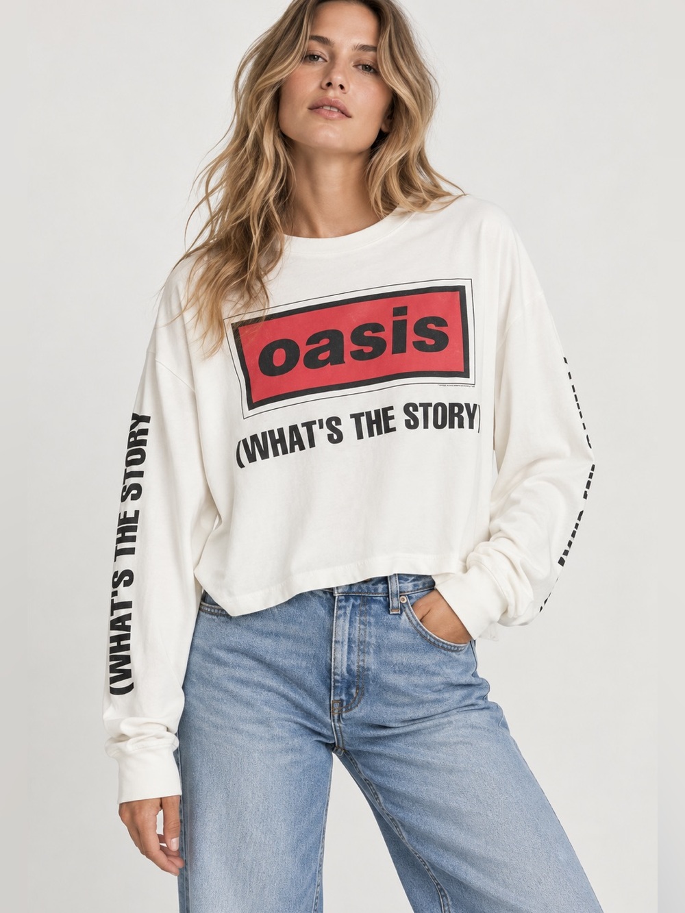 #966 NWOT Daydreamer Oasis Morning Glory Long Sleeve Tee Vintage White